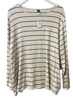 Old Navy Cream Top with Black Stripes